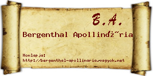 Bergenthal Apollinária névjegykártya